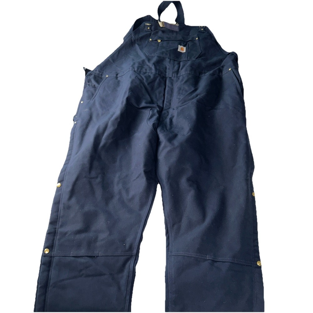 Carhartt Mens Bib Overalls 5XL Firm Duck Insulated OR4393-M Navy Double Knee